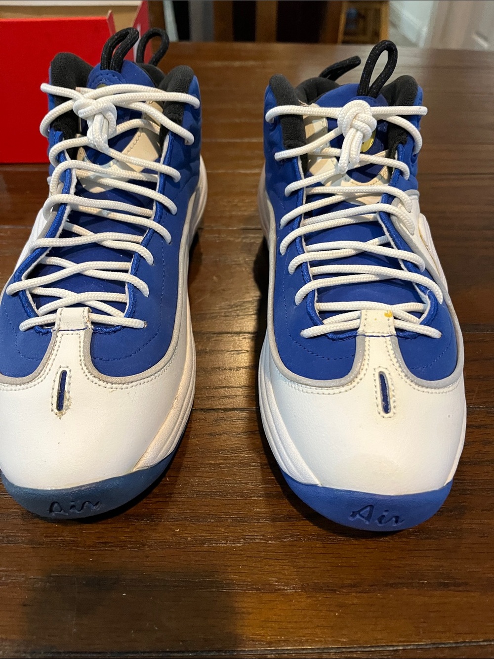 Nike Kids White and Blue Basketball Sneakers